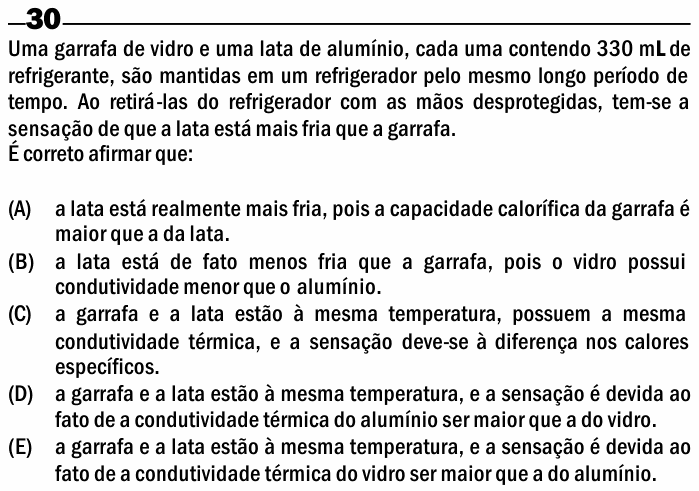 Enunciado da questão 30 de Física do ENEM 2000