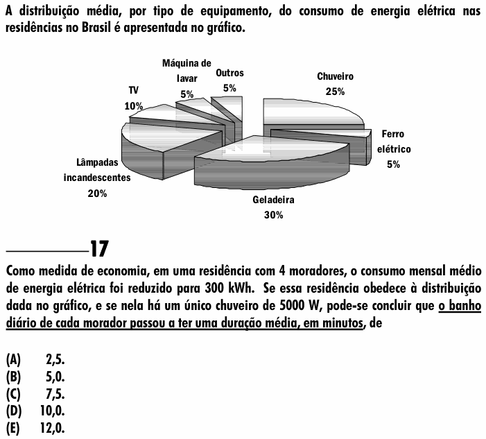 Enunciado da questão 17 de Física do ENEM 2001