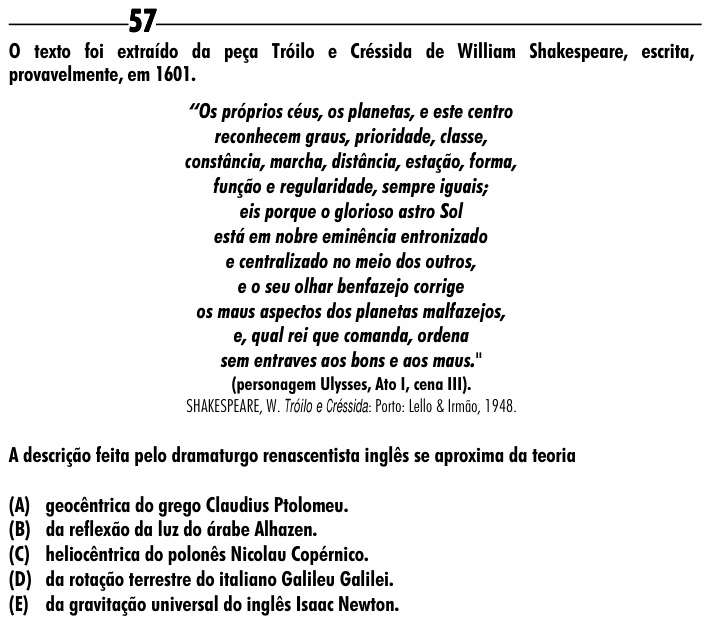 Enunciado da questão 57 de Física do ENEM 2001