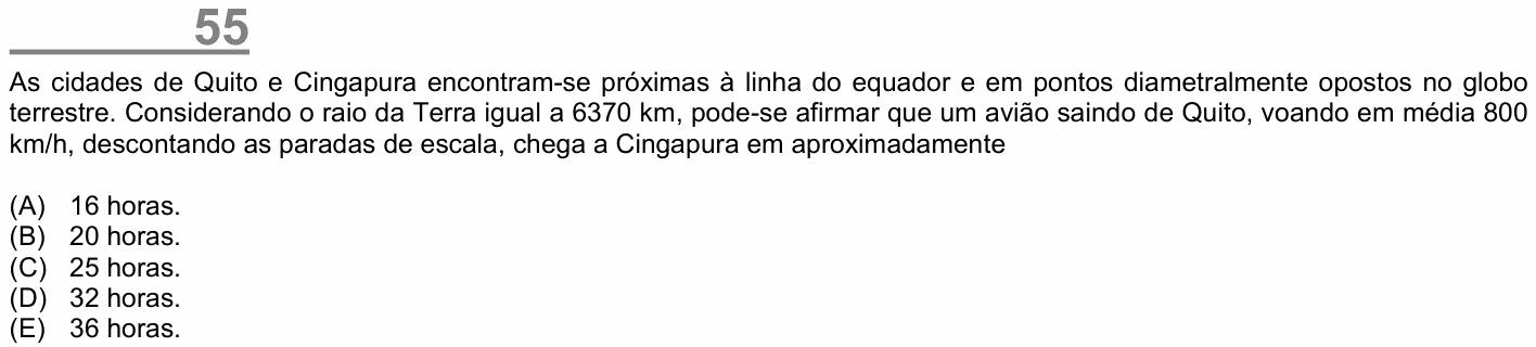 Enunciado da questão 55 de Física do ENEM 2002