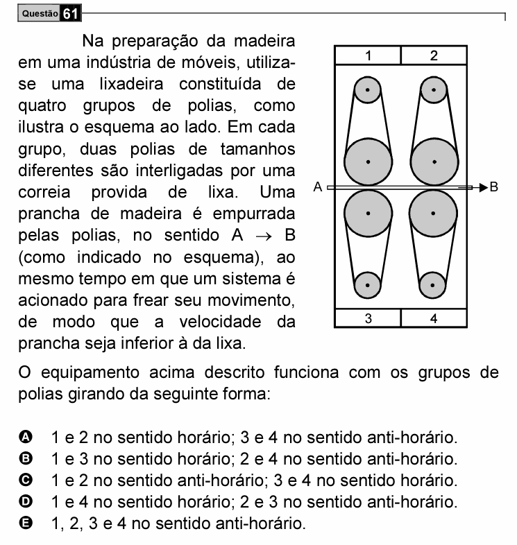 Enunciado da questão 61 de Física do ENEM 2006