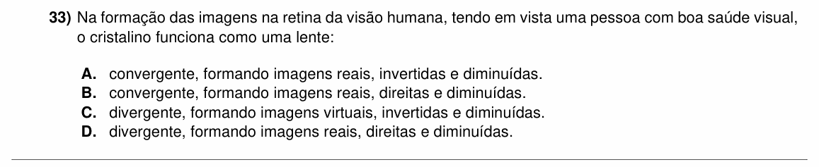 Enunciado da questão 33 de Física do ACAFE 2021 (Inverno)