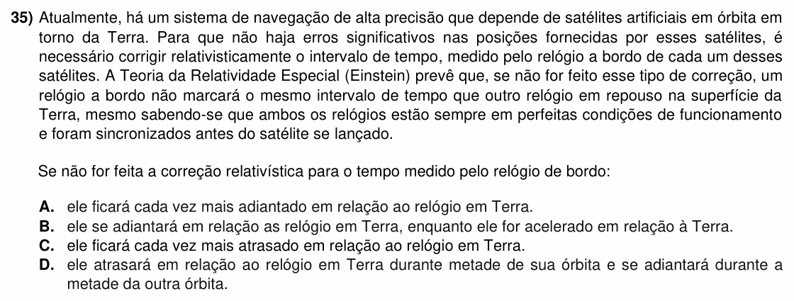 Enunciado da questão 35 de Física do ACAFE 2022 (Verão)