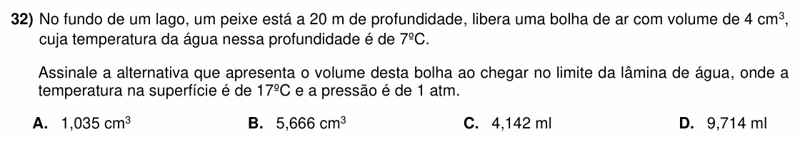 Enunciado da questão 32 de Física do ACAFE 2022 (Inverno)