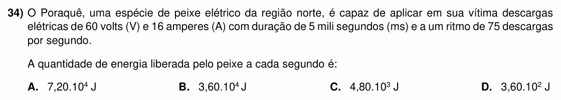 Enunciado da questão 34 de Física do ACAFE 2022 (Inverno)