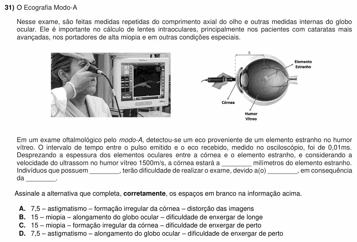 Enunciado da questão 31 de Física do ACAFE 2023 (Verão)