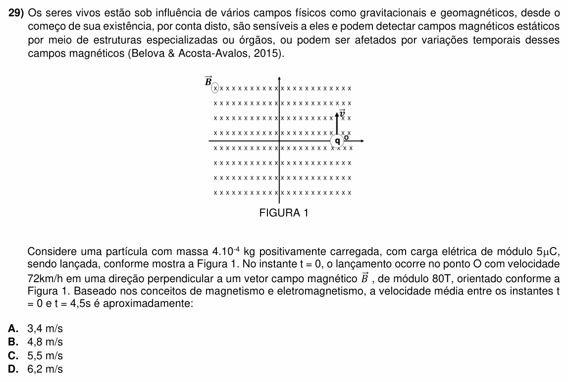 Enunciado da questão 29 de Física do ACAFE 2023 (Inverno)