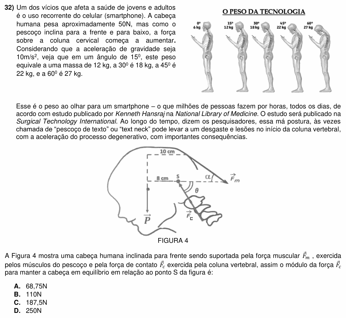 Enunciado da questão 32 de Física do ACAFE 2023 (Inverno)
