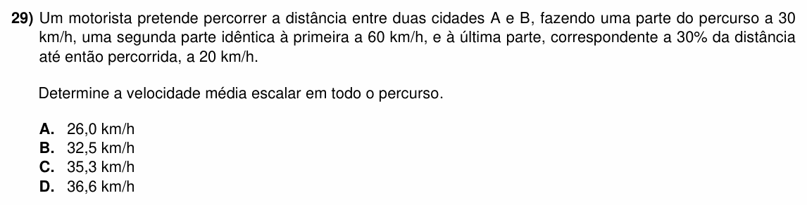 Enunciado da questão 29 de Física do ACAFE 2024 (Inverno)