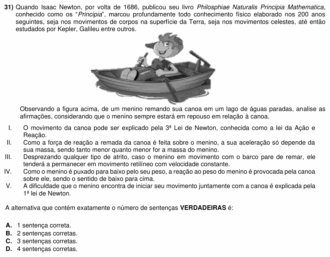 Enunciado da questão 31 de Física do ACAFE 2024 (Inverno)