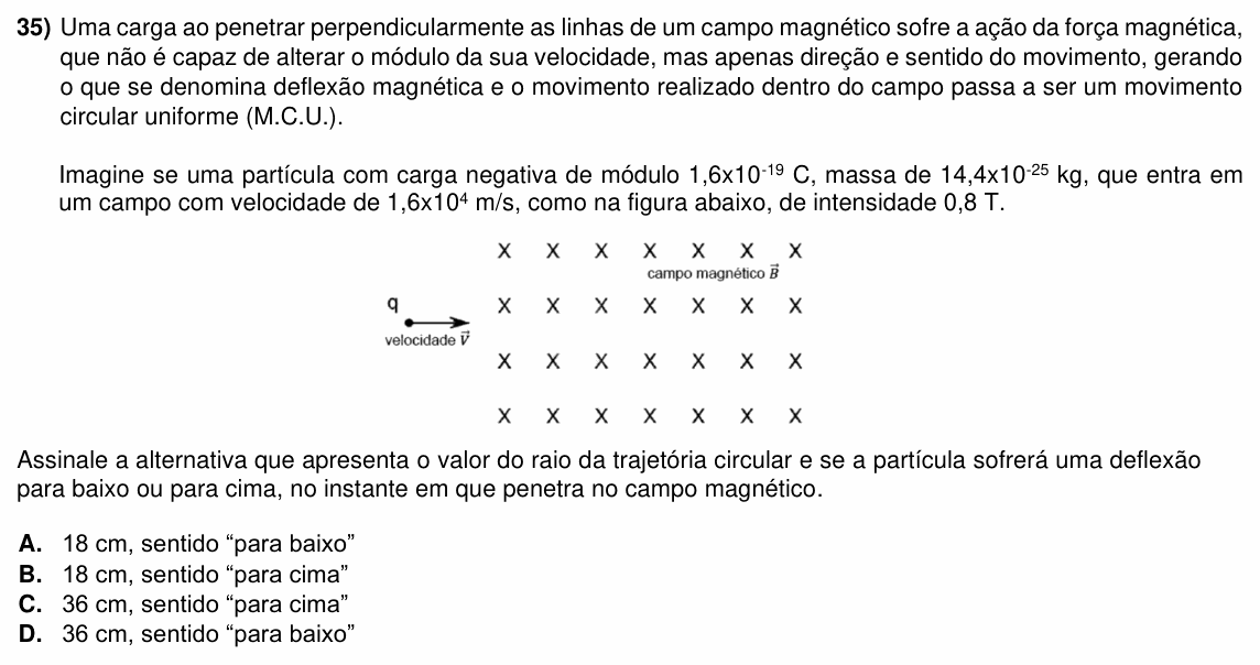 Enunciado da questão 35 de Física do ACAFE 2024 (Inverno)