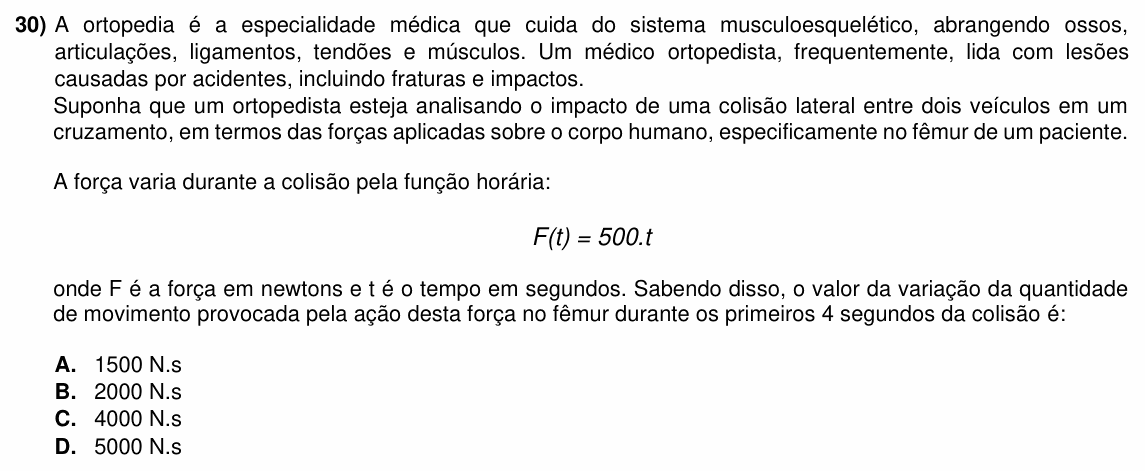 Enunciado da questão 30 de Física do ACAFE 2025 (Verão)