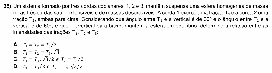 Enunciado da questão 35 de Física do ACAFE 2025 (Verão)