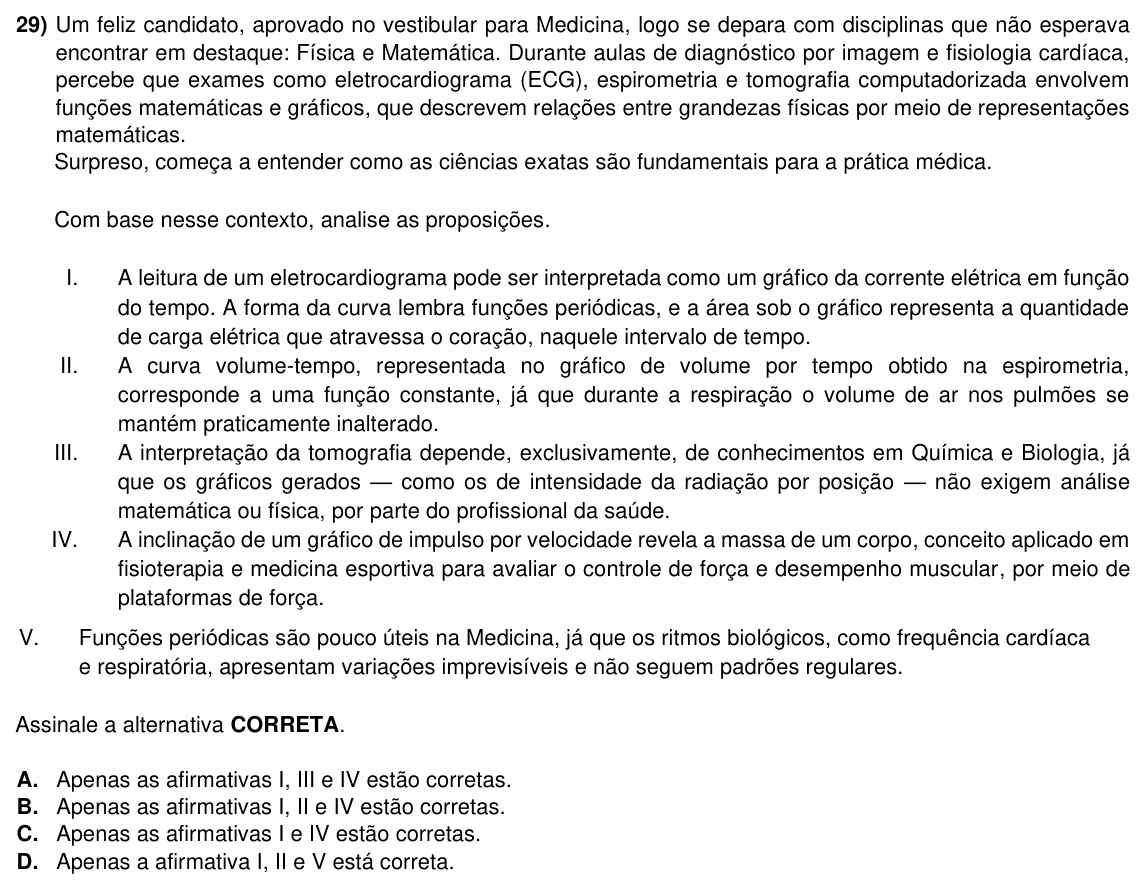 Enunciado da questão 29 de Física do ACAFE 2025 (Inverno)