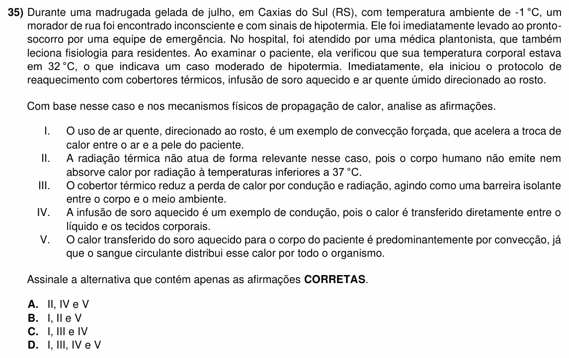 Enunciado da questão 35 de Física do ACAFE 2025 (Inverno)