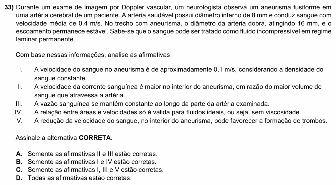 Enunciado da questão 33 de Física do ACAFE 2026 (Verão)