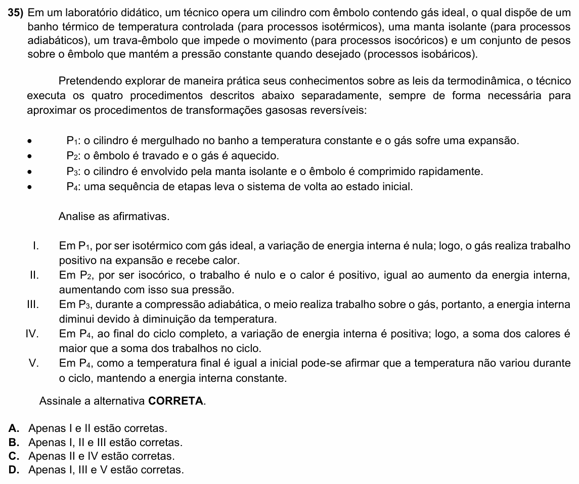 Enunciado da questão 35 de Física do ACAFE 2026 (Verão)