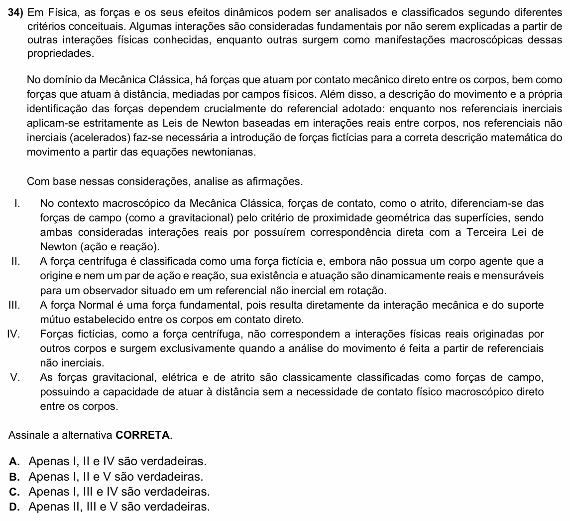 Enunciado da questão 34 de Física do ACAFE 2026 (Inverno)