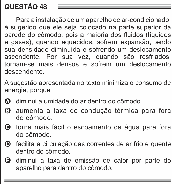 Enunciado da questão 48 de Física do ENEM 2016 (2ª aplicação)