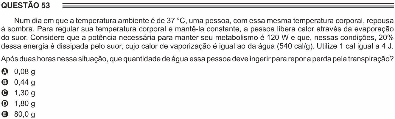 Enunciado da questão 53 de Física do ENEM 2016 (2ª aplicação)