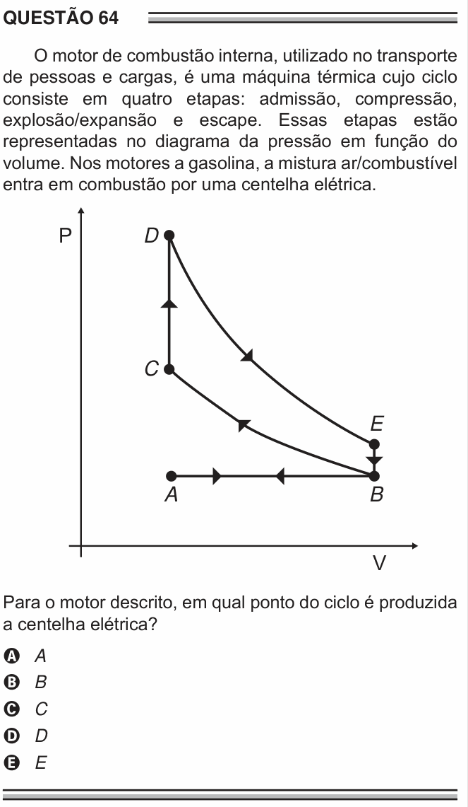 Enunciado da questão 64 de Física do ENEM 2016 (2ª aplicação)