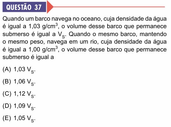 Enunciado da questão 37 de Física do Faculdade BP 2027