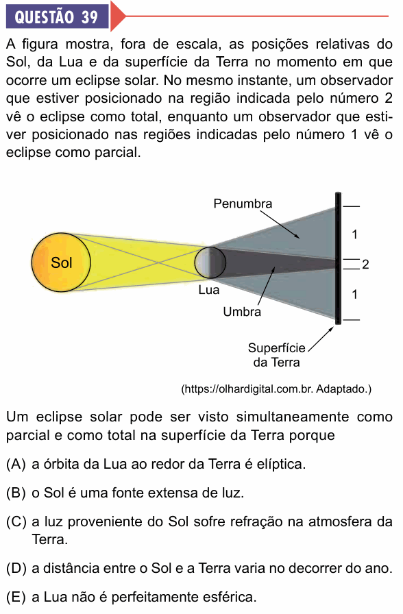 Enunciado da questão 39 de Física do Faculdade BP 2027