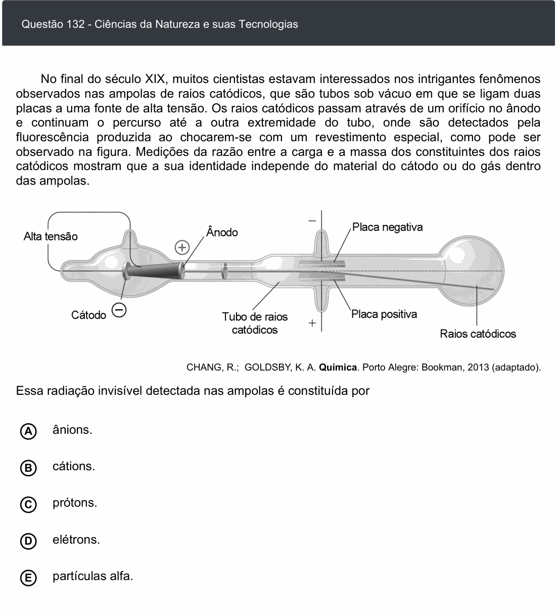 Enunciado da questão 132 de Física do ENEM 2020 Digital