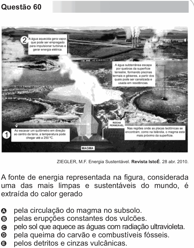 Enunciado da questão 60 de Física do ENEM 2010