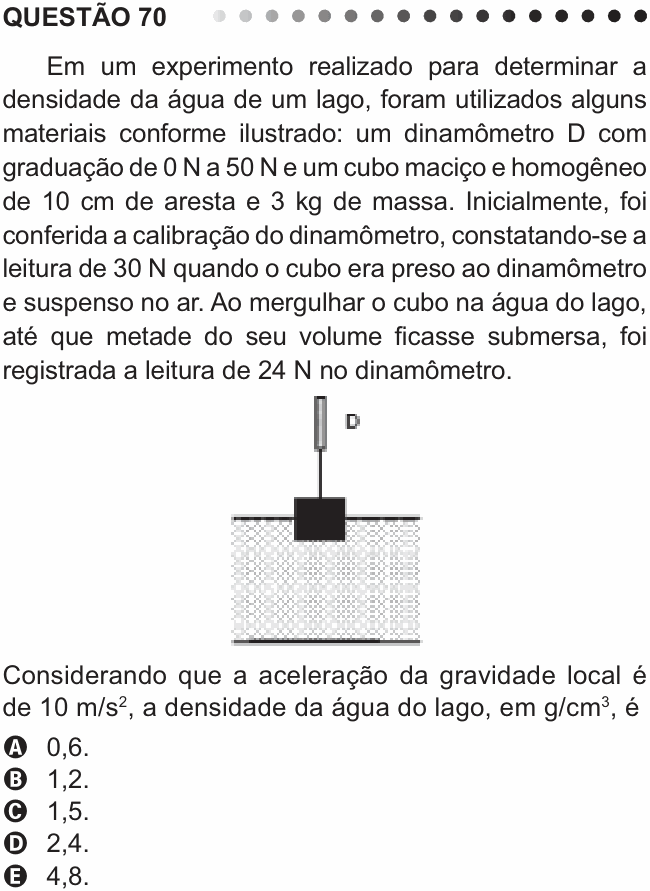 Enunciado da questão 70 de Física do ENEM 2011