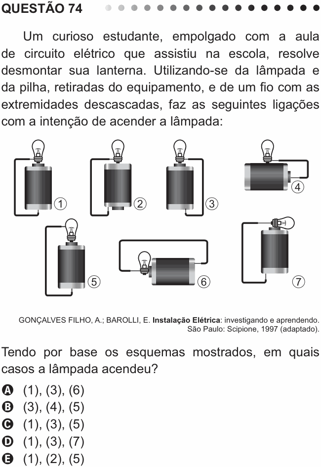 Enunciado da questão 74 de Física do ENEM 2011
