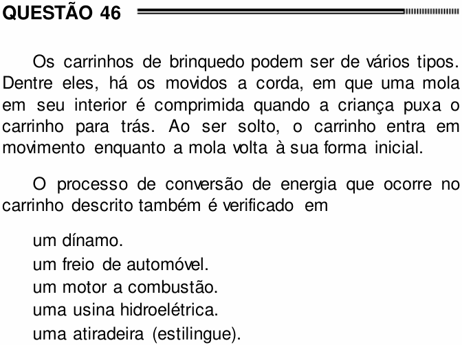 Enunciado da questão 46 de Física do ENEM 2012