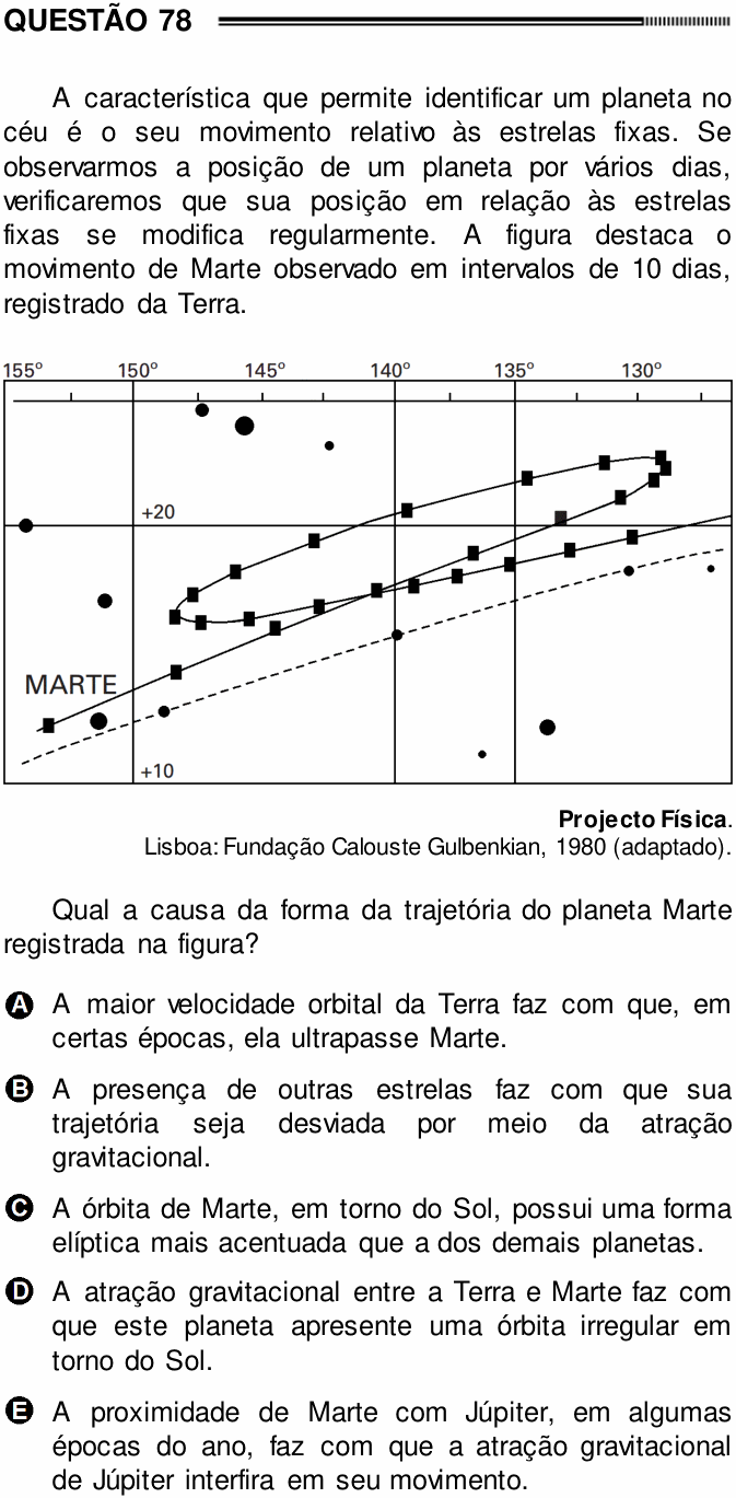 Enunciado da questão 78 de Física do ENEM 2012
