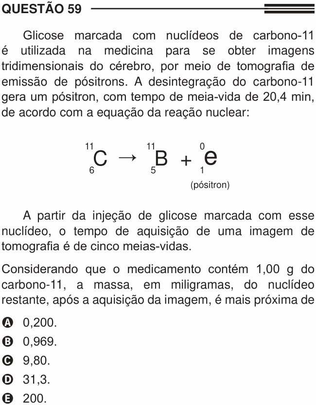 Enunciado da questão 59 de Física do ENEM 2013