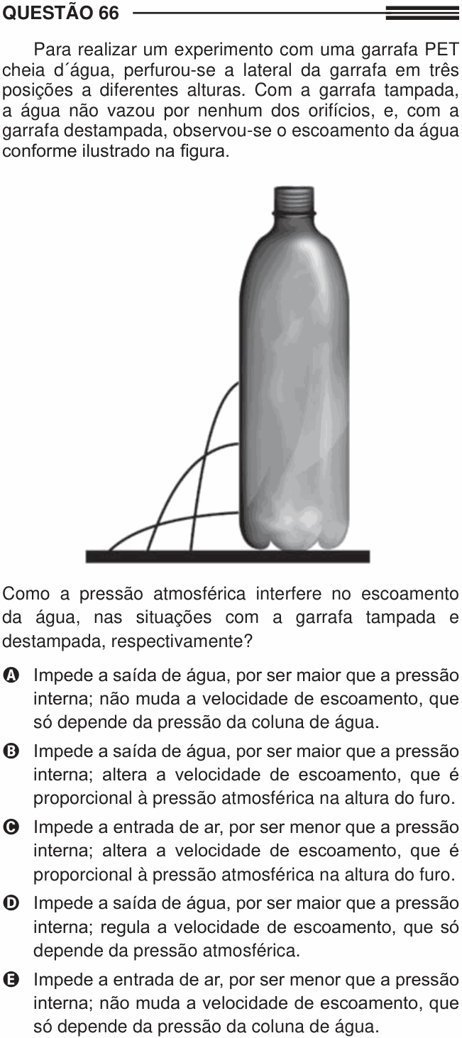 Enunciado da questão 66 de Física do ENEM 2013