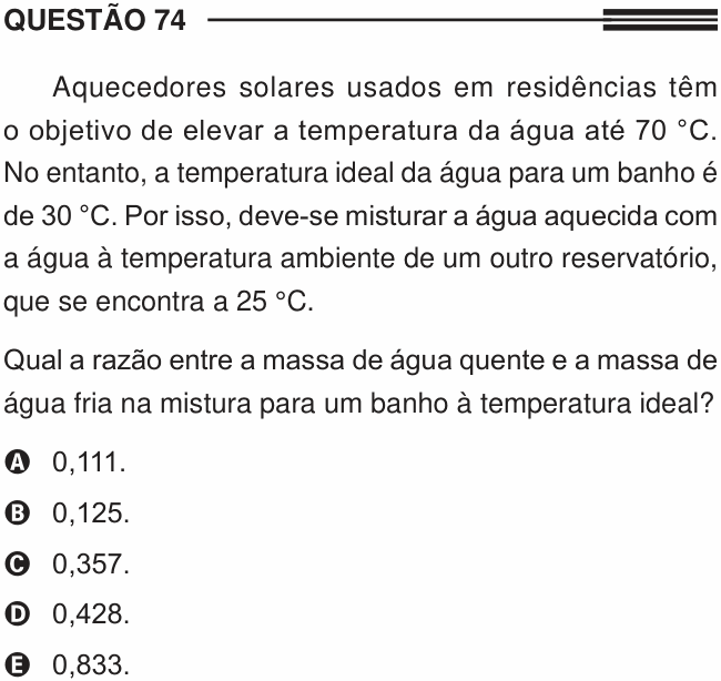 Enunciado da questão 74 de Física do ENEM 2013