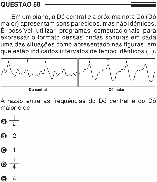 Enunciado da questão 88 de Física do ENEM 2013