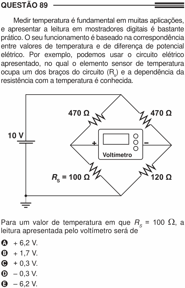 Enunciado da questão 89 de Física do ENEM 2013