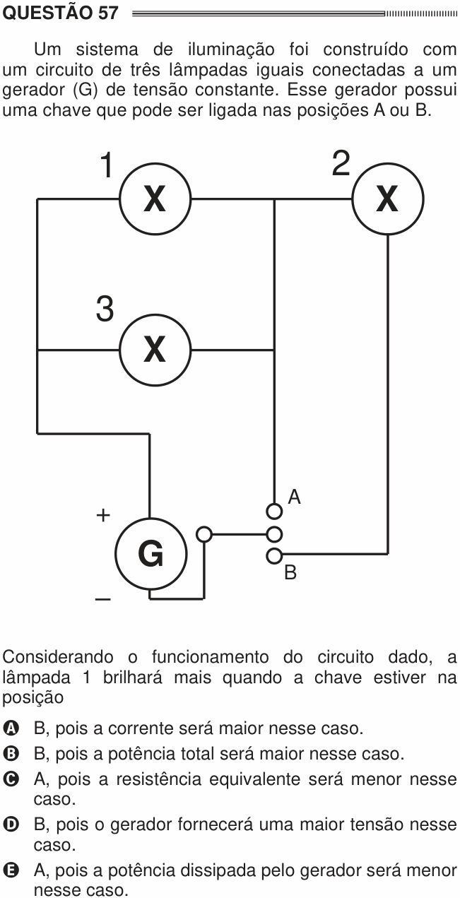 Enunciado da questão 57 de Física do ENEM 2014