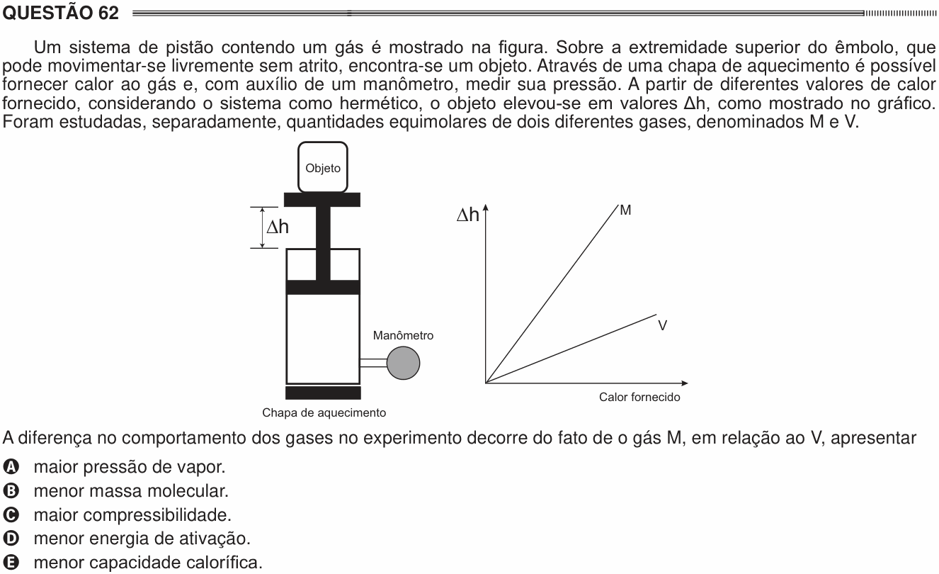 Enunciado da questão 62 de Física do ENEM 2014