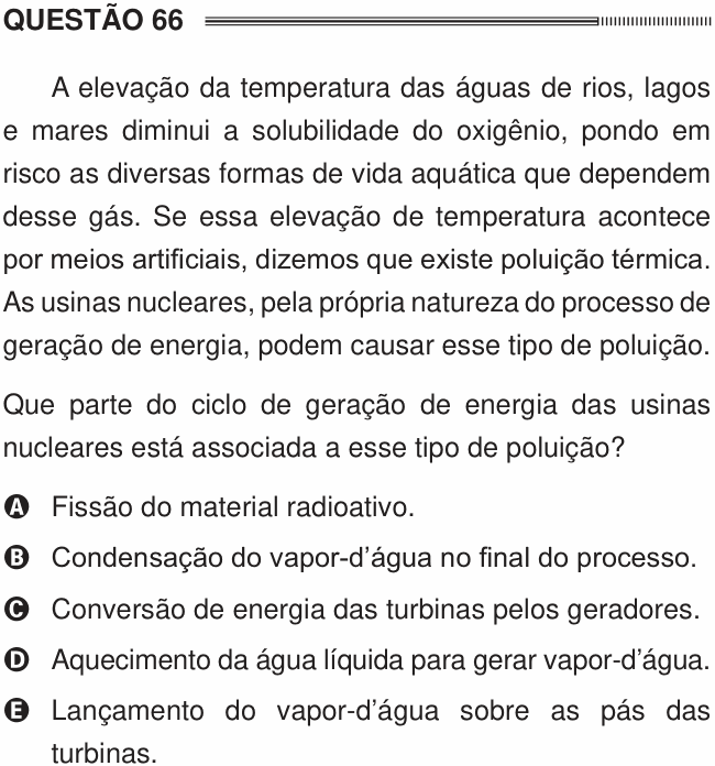 Enunciado da questão 66 de Física do ENEM 2014