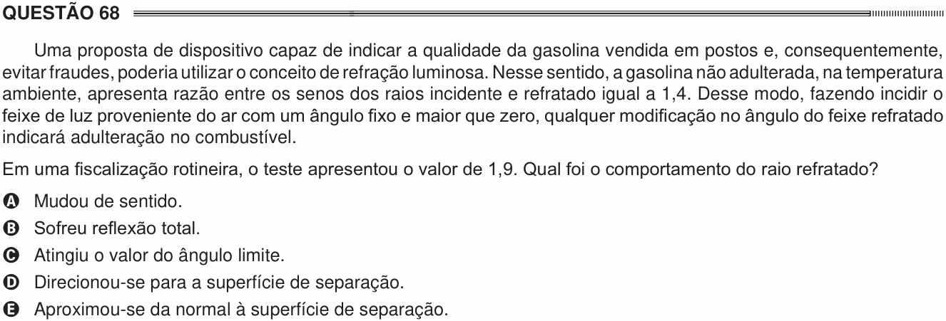 Enunciado da questão 68 de Física do ENEM 2014