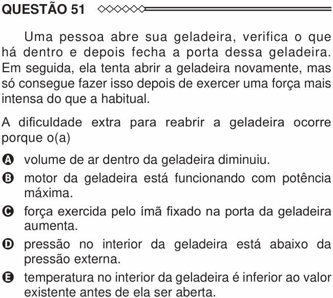 Enunciado da questão 51 de Física do ENEM 2015