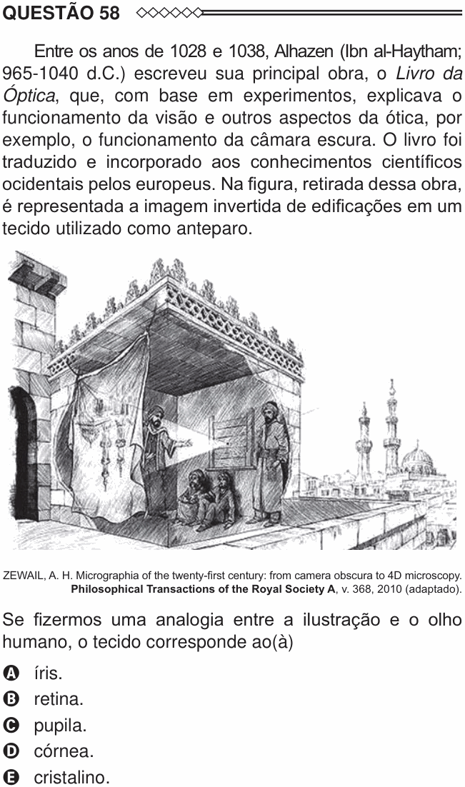 Enunciado da questão 58 de Física do ENEM 2015