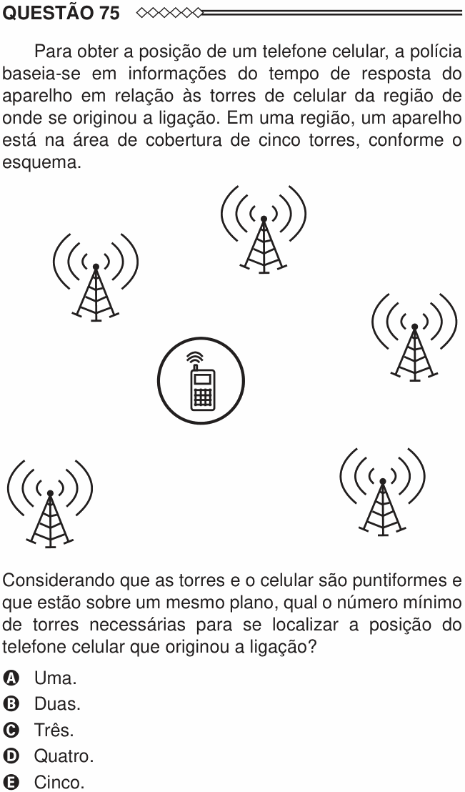 Enunciado da questão 75 de Física do ENEM 2015