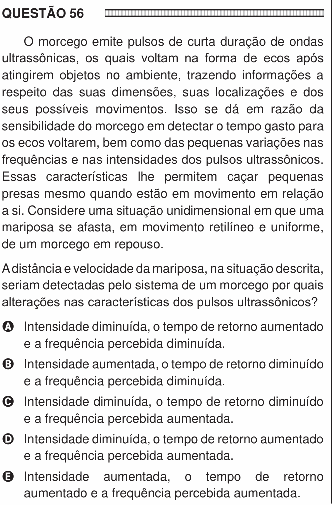 Enunciado da questão 56 de Física do ENEM 2016