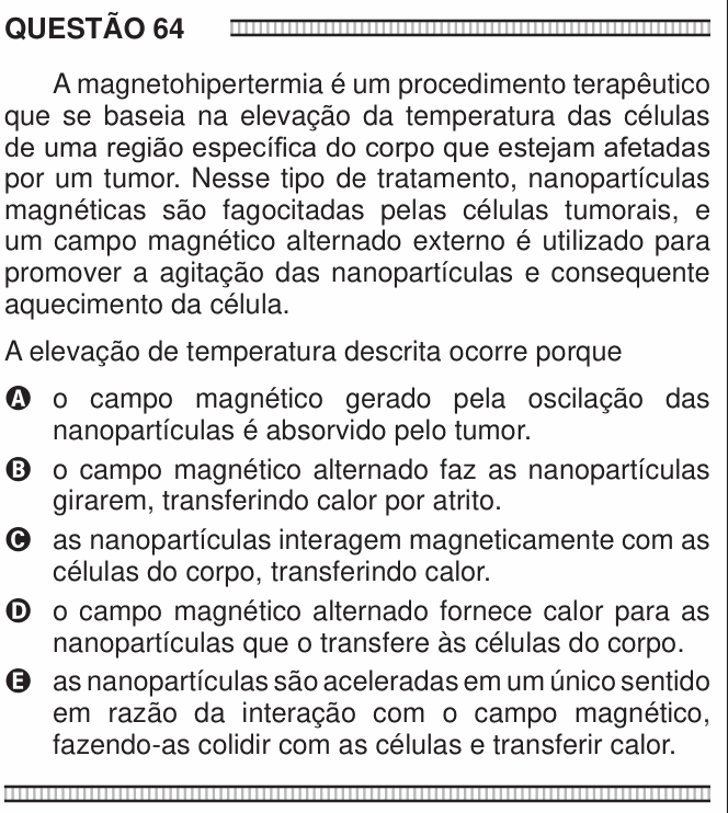 Enunciado da questão 64 de Física do ENEM 2016
