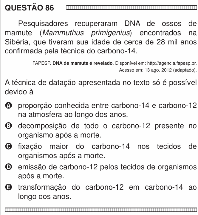 Enunciado da questão 86 de Física do ENEM 2016