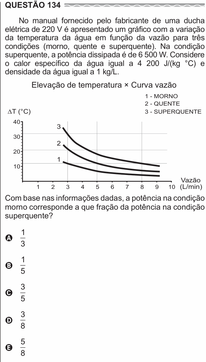 Enunciado da questão 134 de Física do ENEM 2017