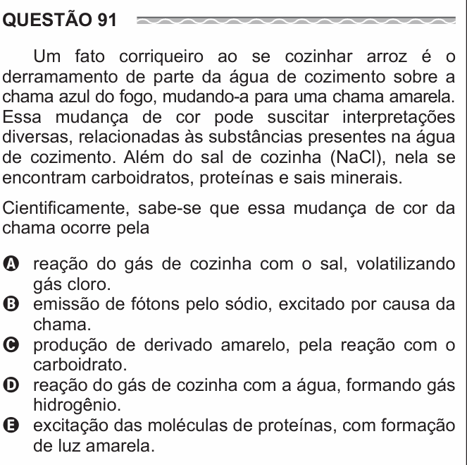 Enunciado da questão 91 de Física do ENEM 2017